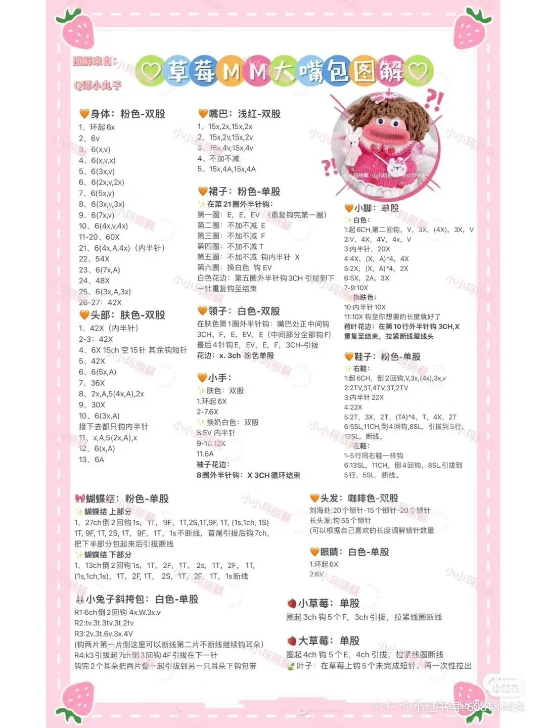 Strawberry Big Mouth Doll Crochet Pattern