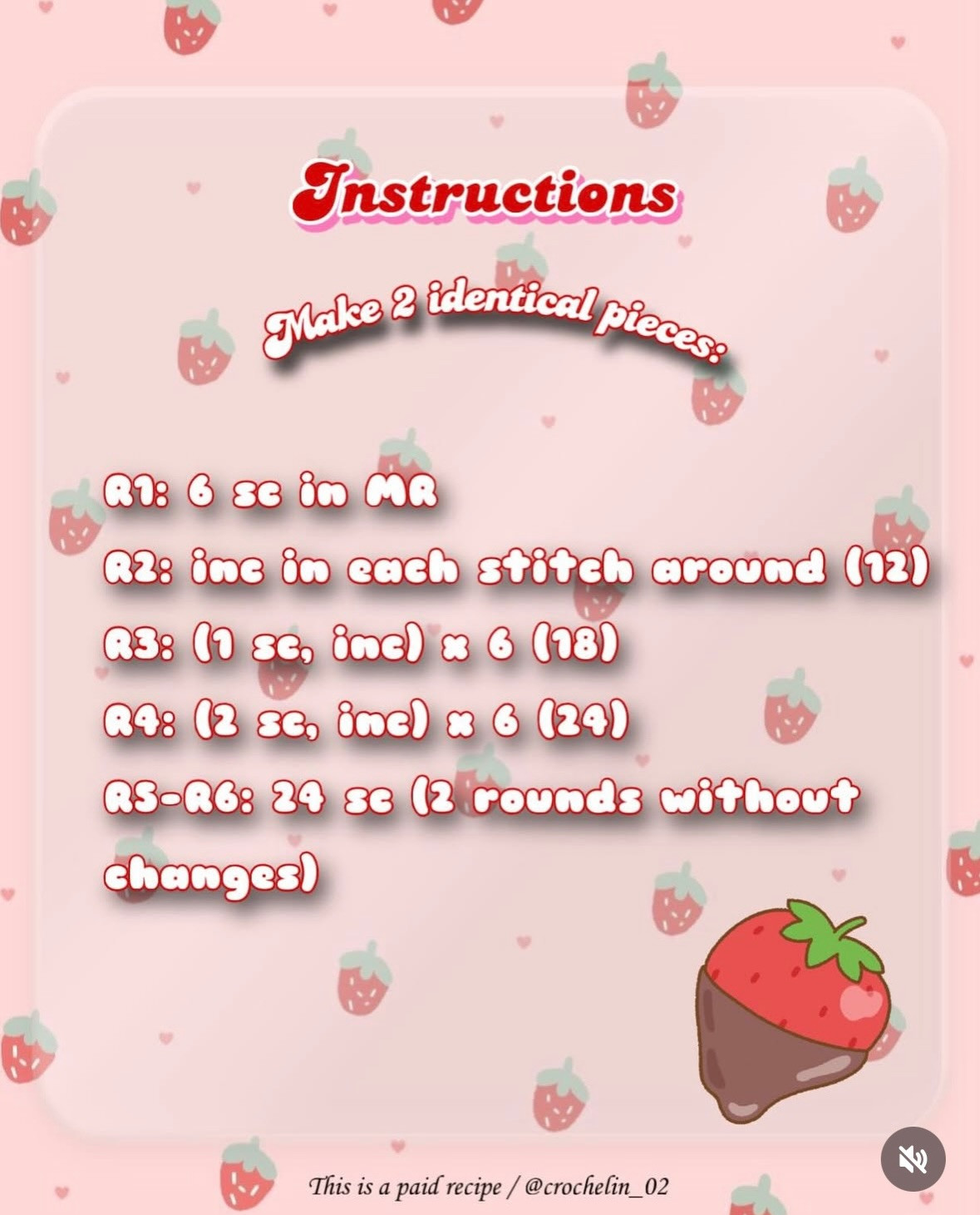 Strawberry Chocolate Heart Keychain - Crochet Pattern