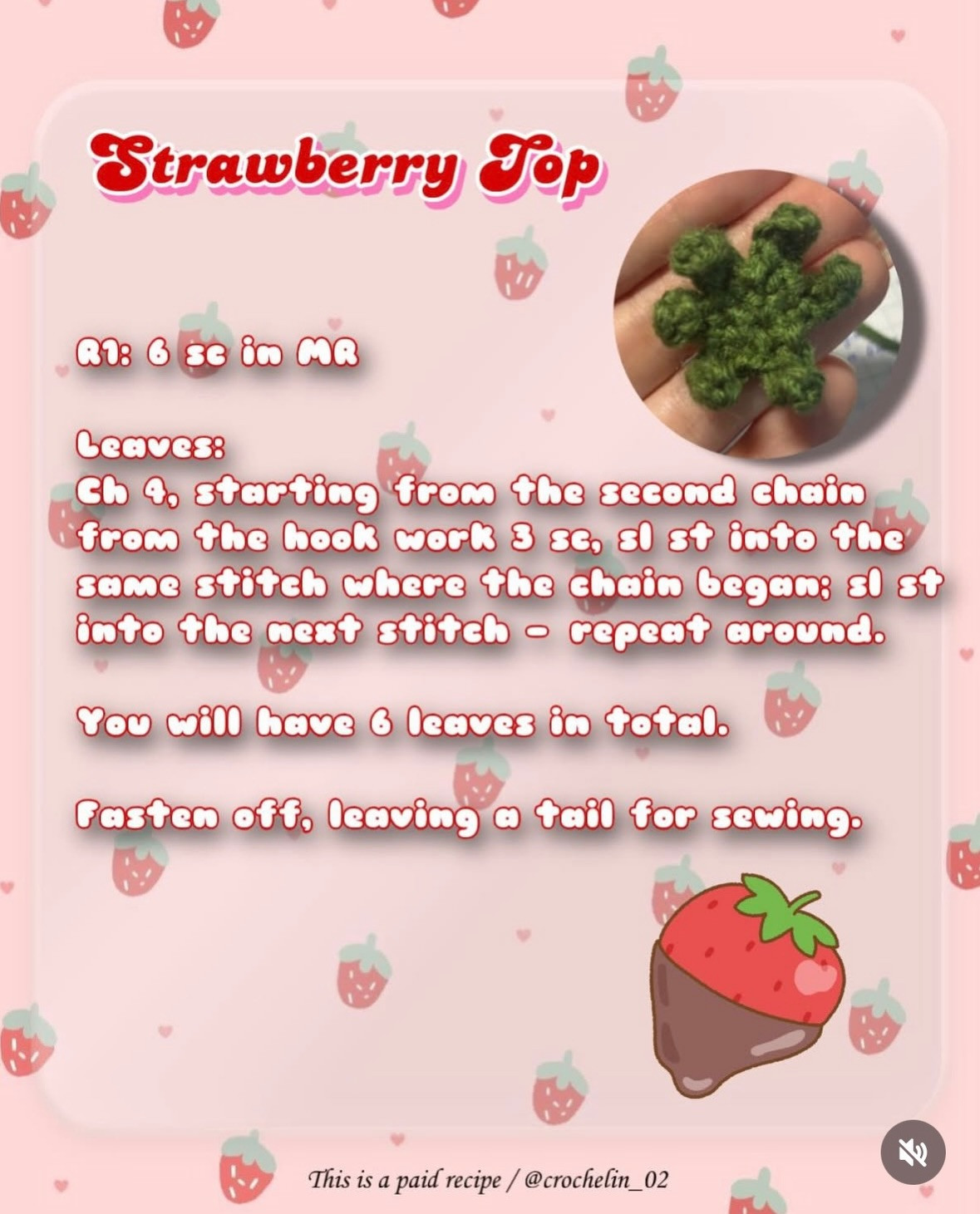 Strawberry Chocolate Heart Keychain - Crochet Pattern