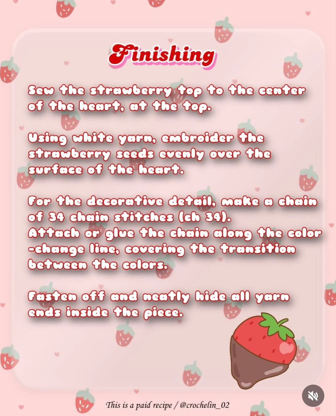 Strawberry Chocolate Heart Keychain - Crochet Pattern