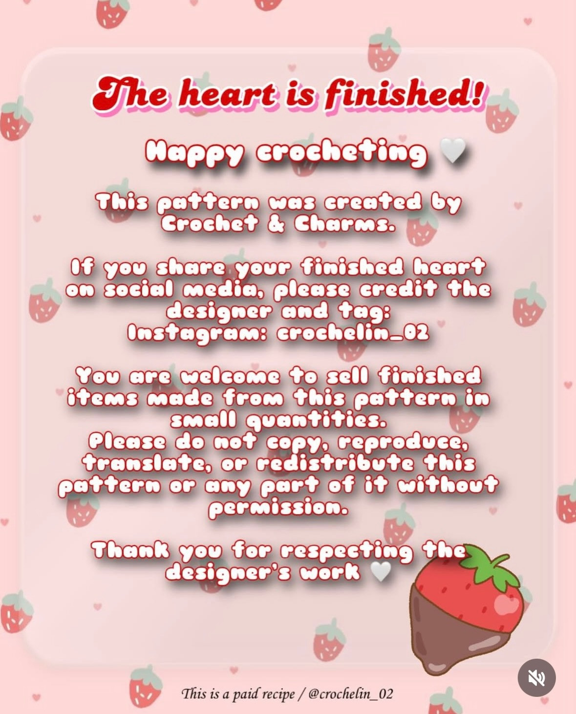 Strawberry Chocolate Heart Keychain - Crochet Pattern
