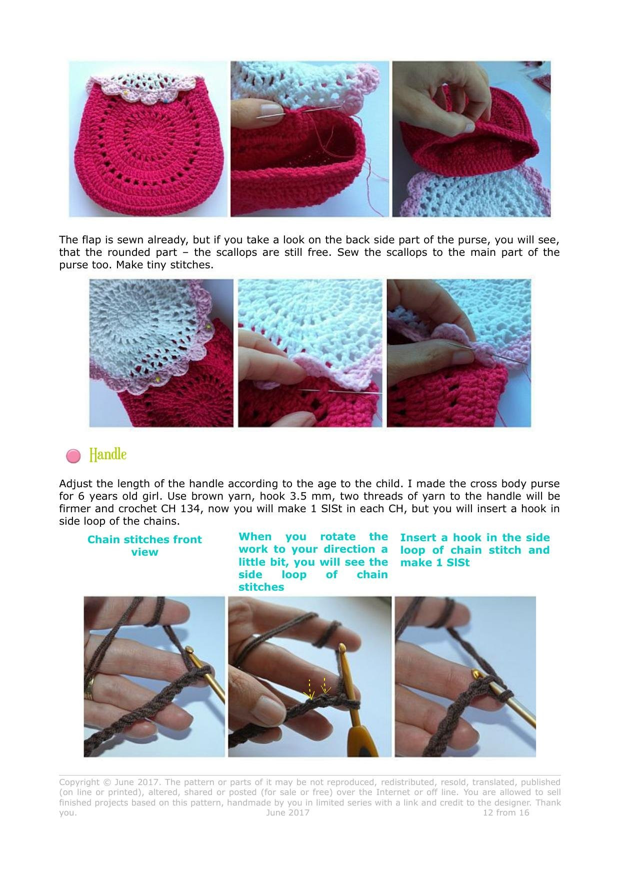 Strawberry purse crochet pattern by Vendula Maderska, red and white bag with beads