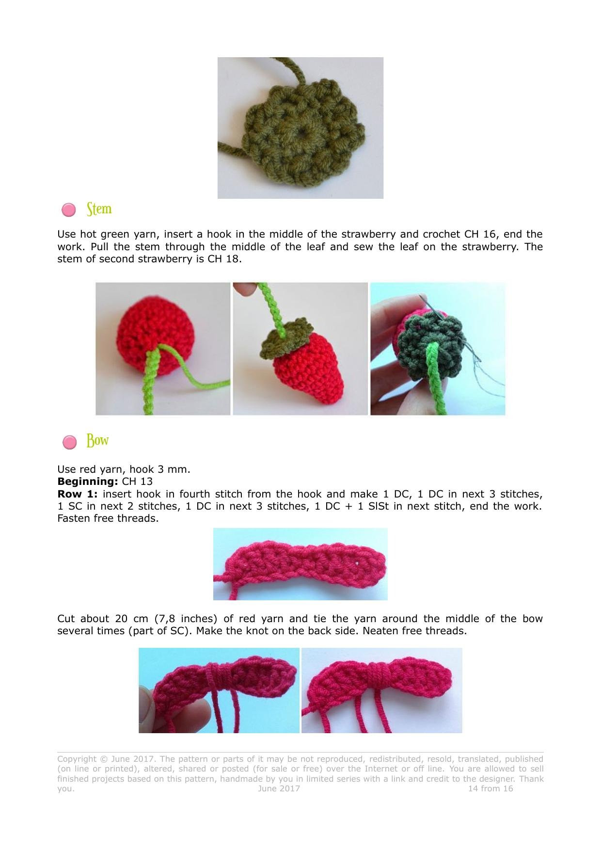 Strawberry purse crochet pattern by Vendula Maderska, red and white bag with beads