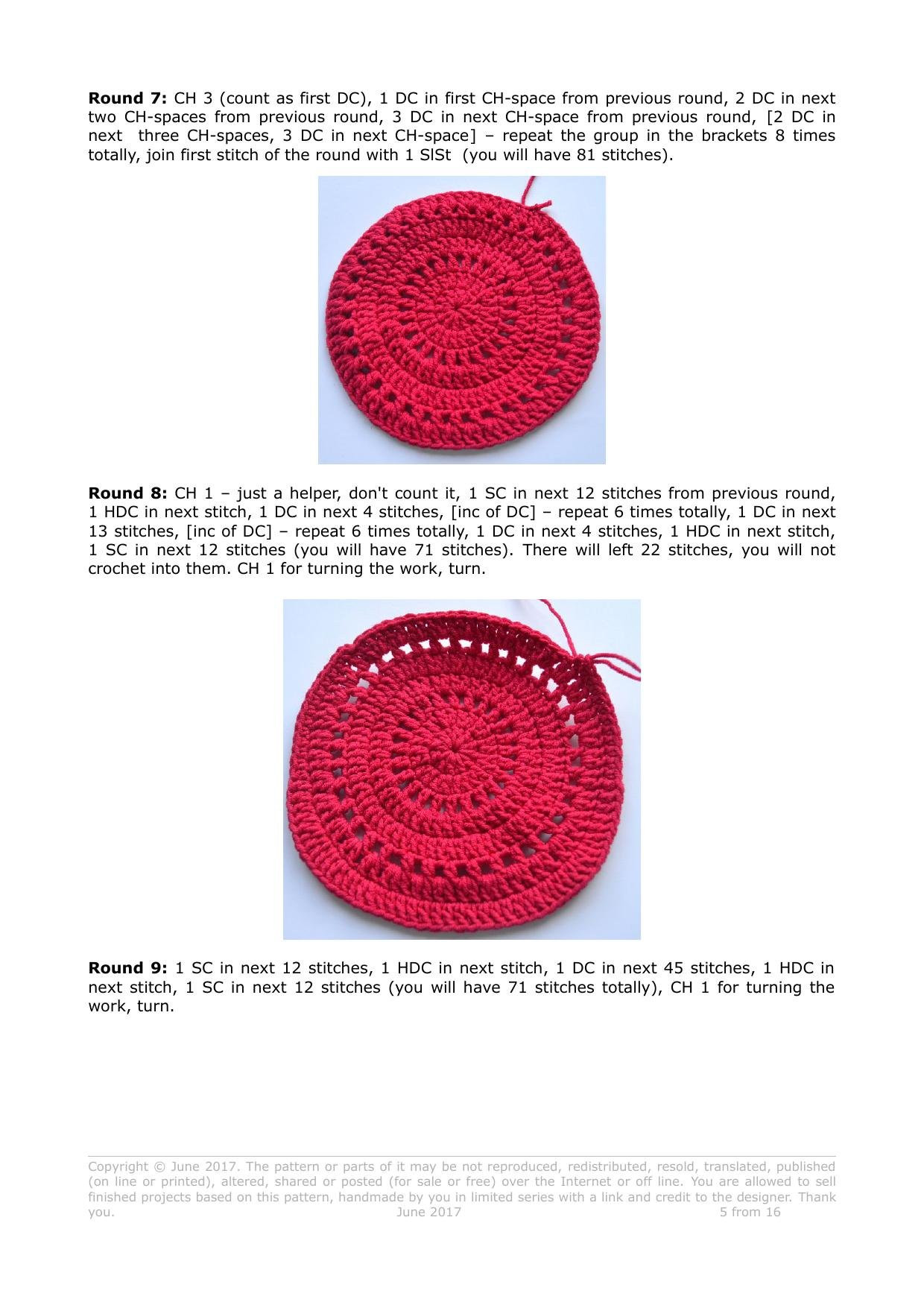 Strawberry purse crochet pattern by Vendula Maderska, red and white bag with beads