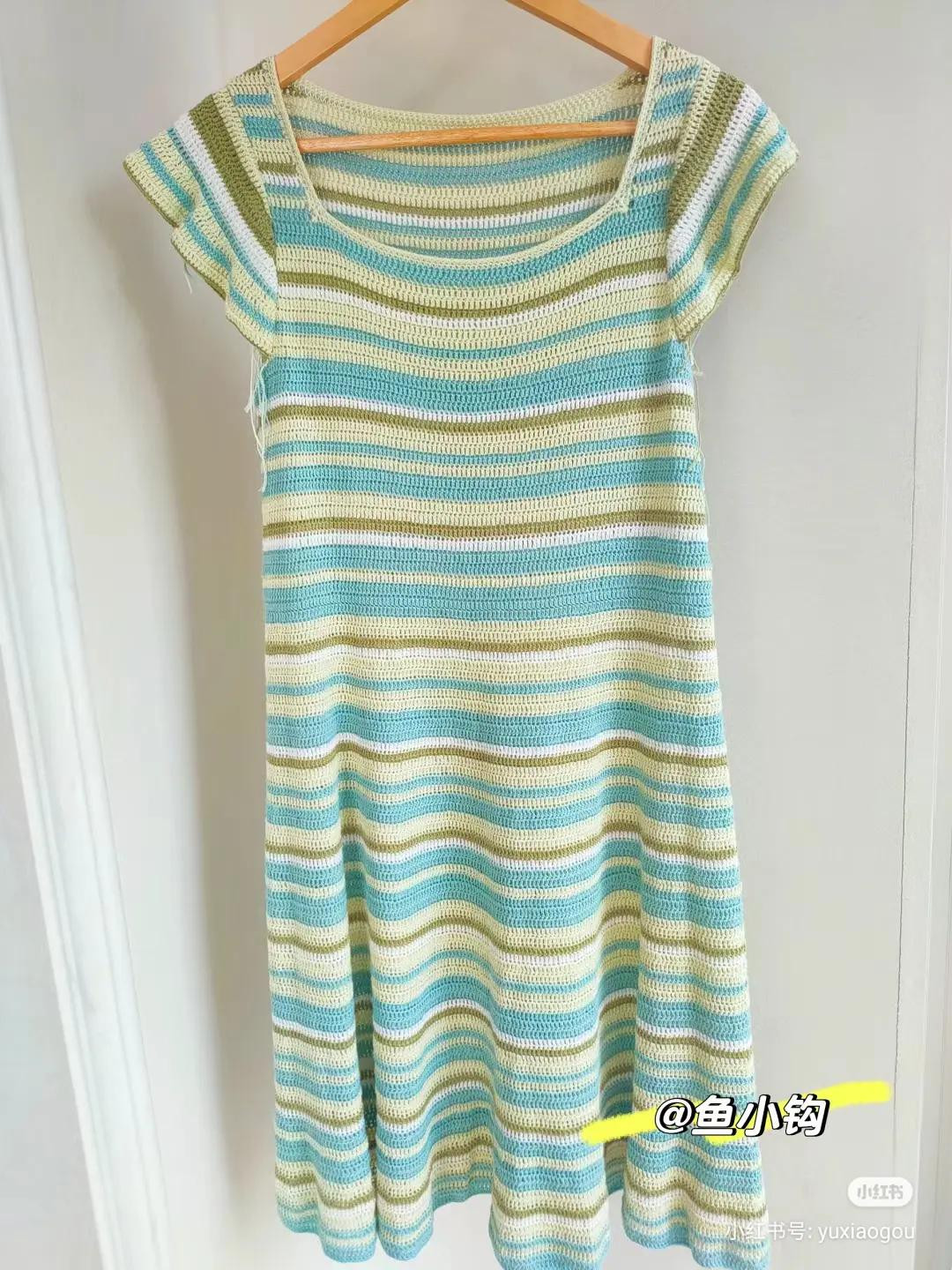 Striped Crochet Dress Pattern Chart with Color Guide