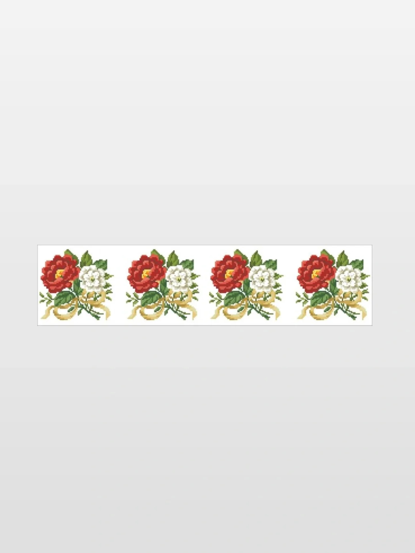 Sulhan Red Roses Cross Stitch Chart with Traditional Black and White Border Pattern