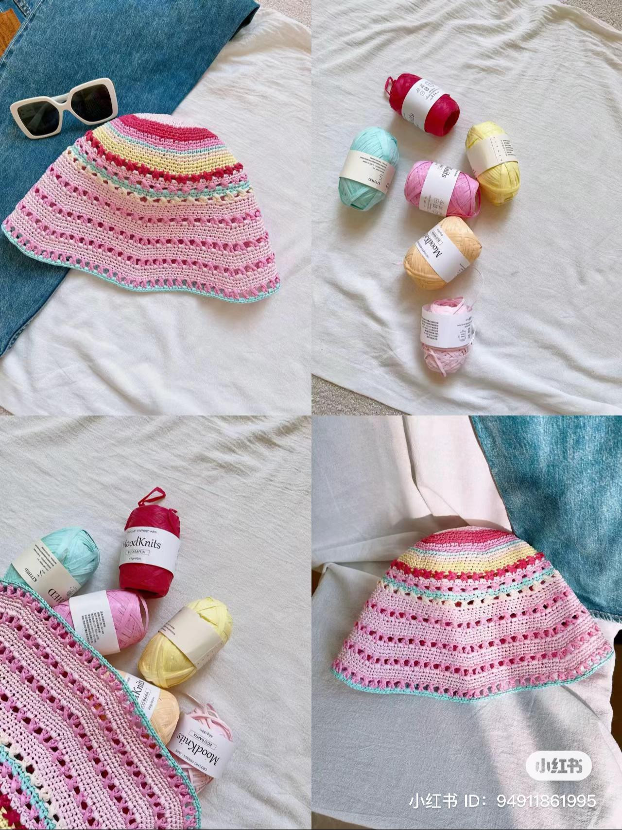 Summer Colorful Raffia Crochet Hat Tutorial