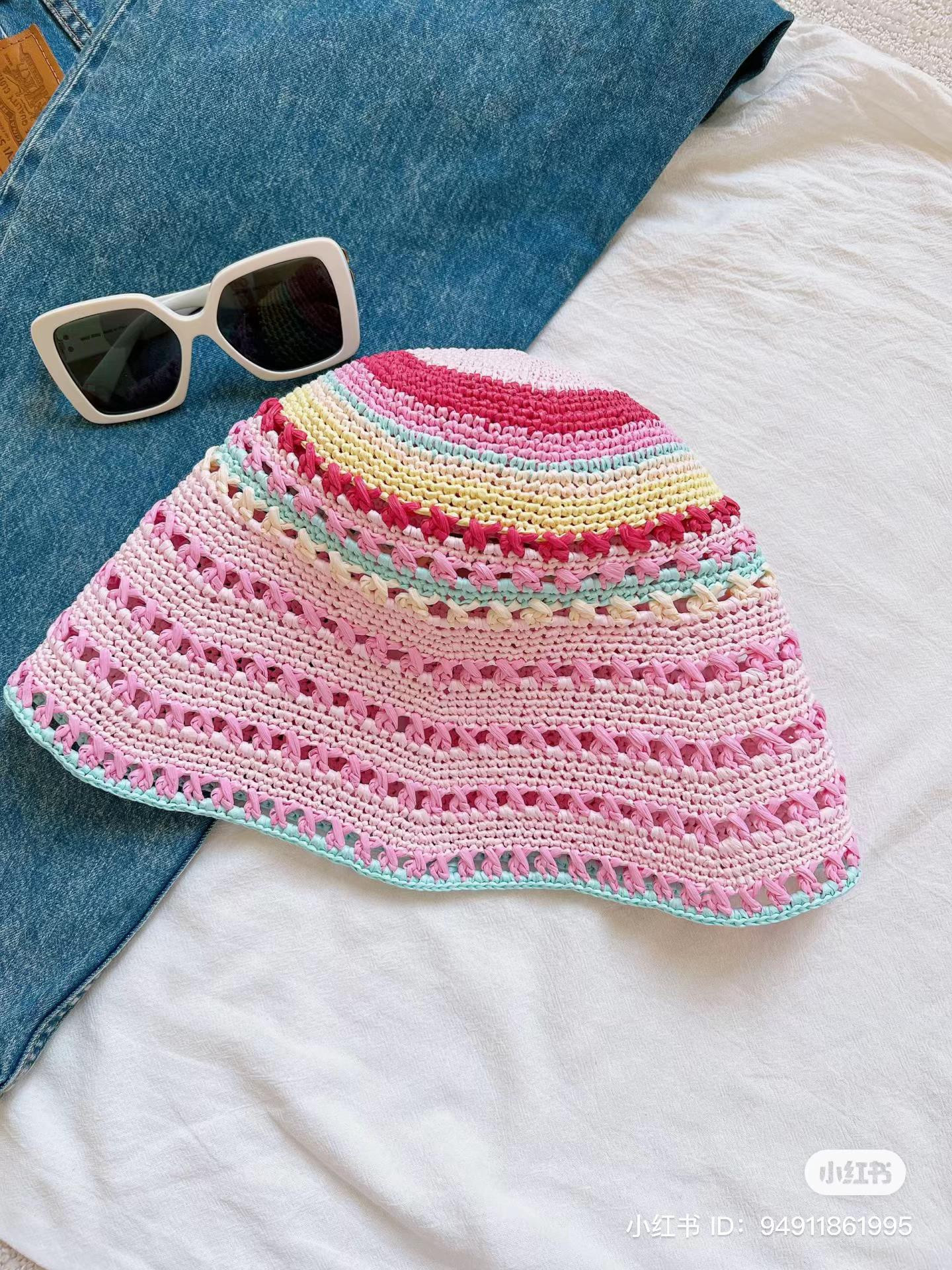 Summer Colorful Raffia Crochet Hat Tutorial