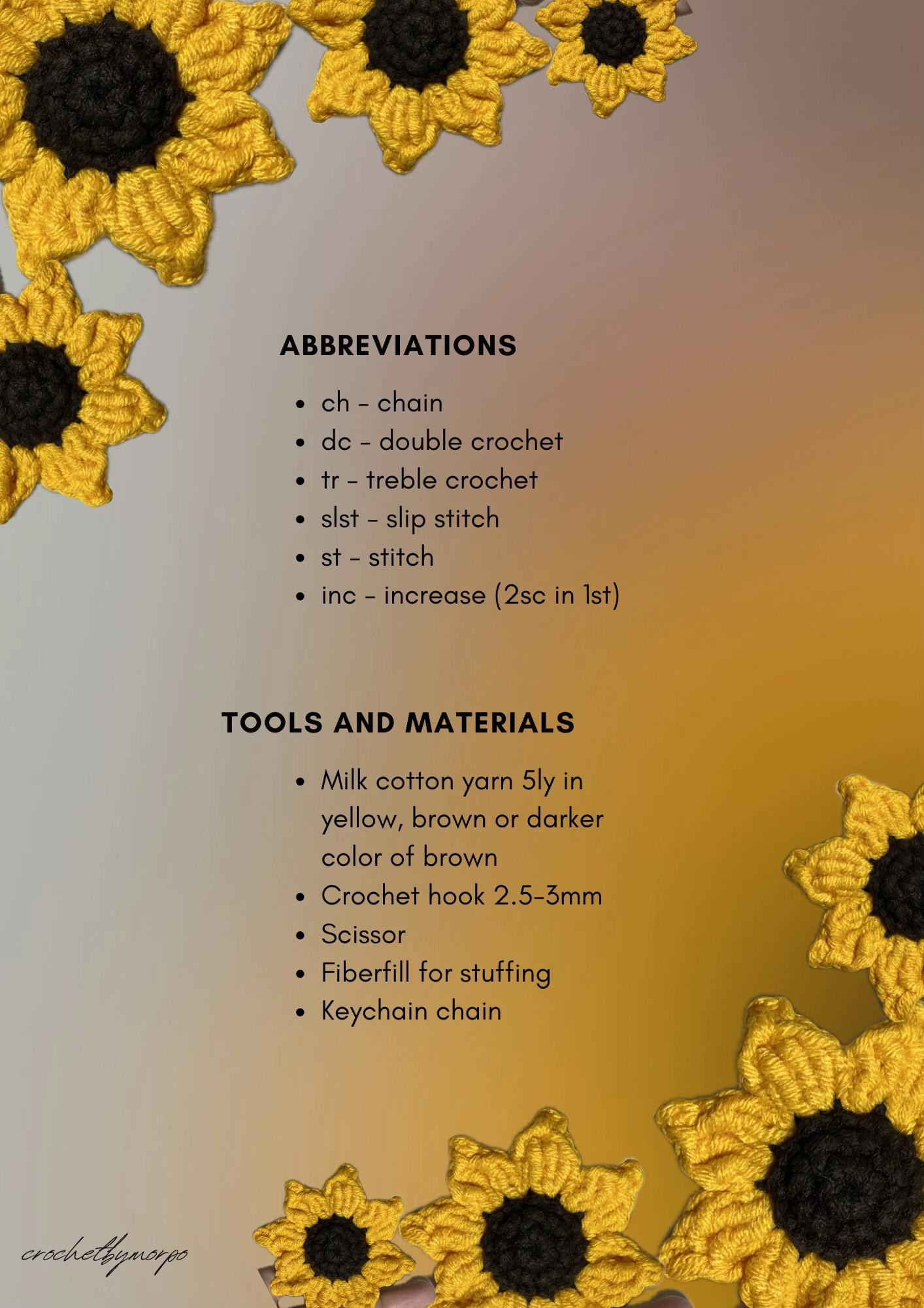 Sunflower Keychain Crochet Pattern Tutorial