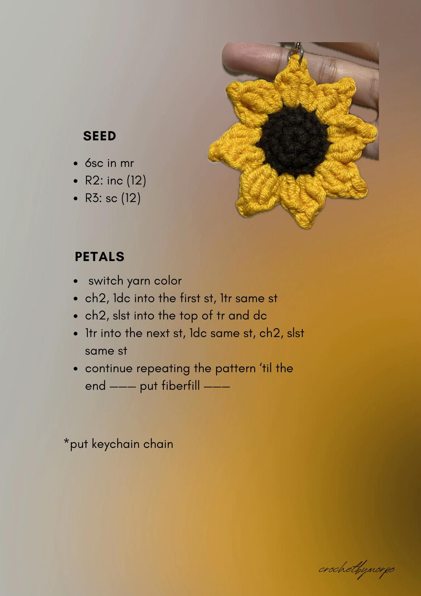 Sunflower Keychain Crochet Pattern Tutorial