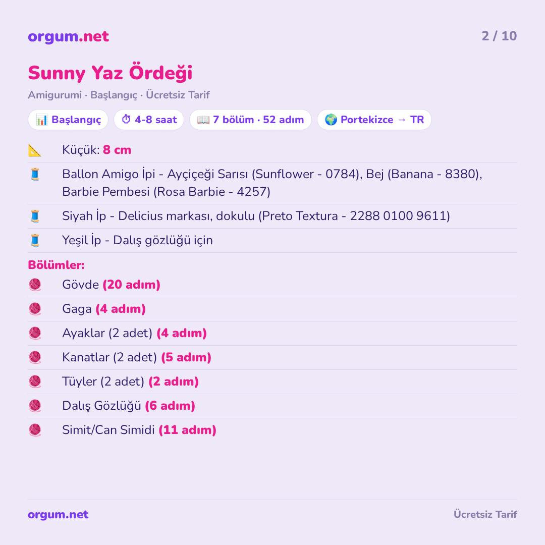 Sunny Yaz Ördeği Amigurumi Tarifi - Küçük Patik Motosiklet