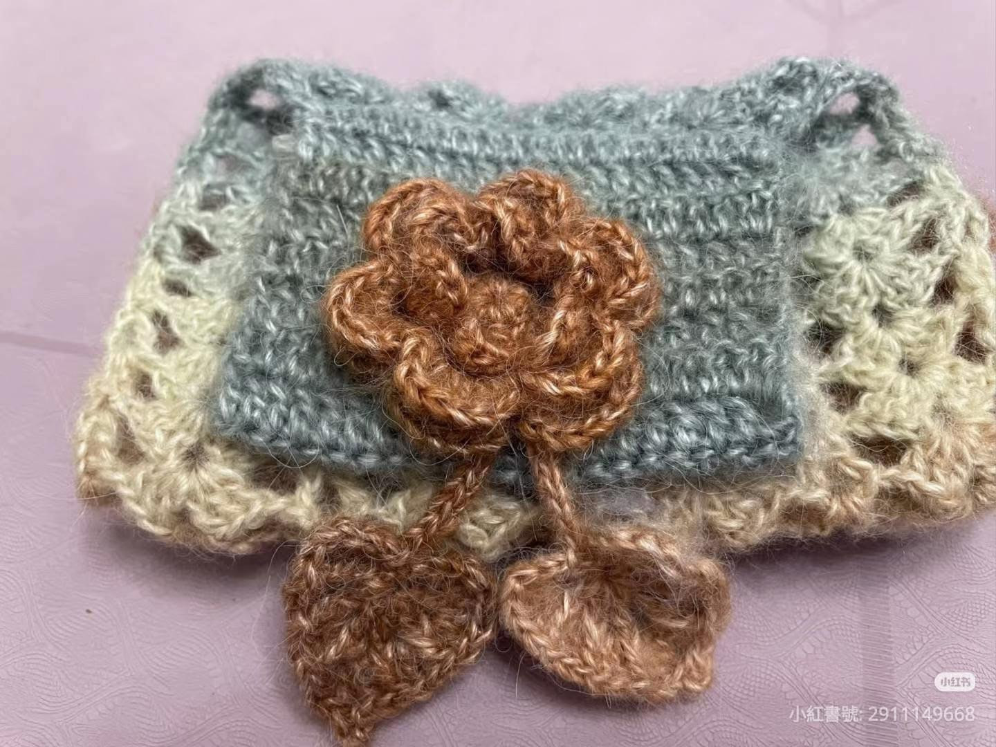 Sunrise Gradient Crochet Scarf Pattern with Flower