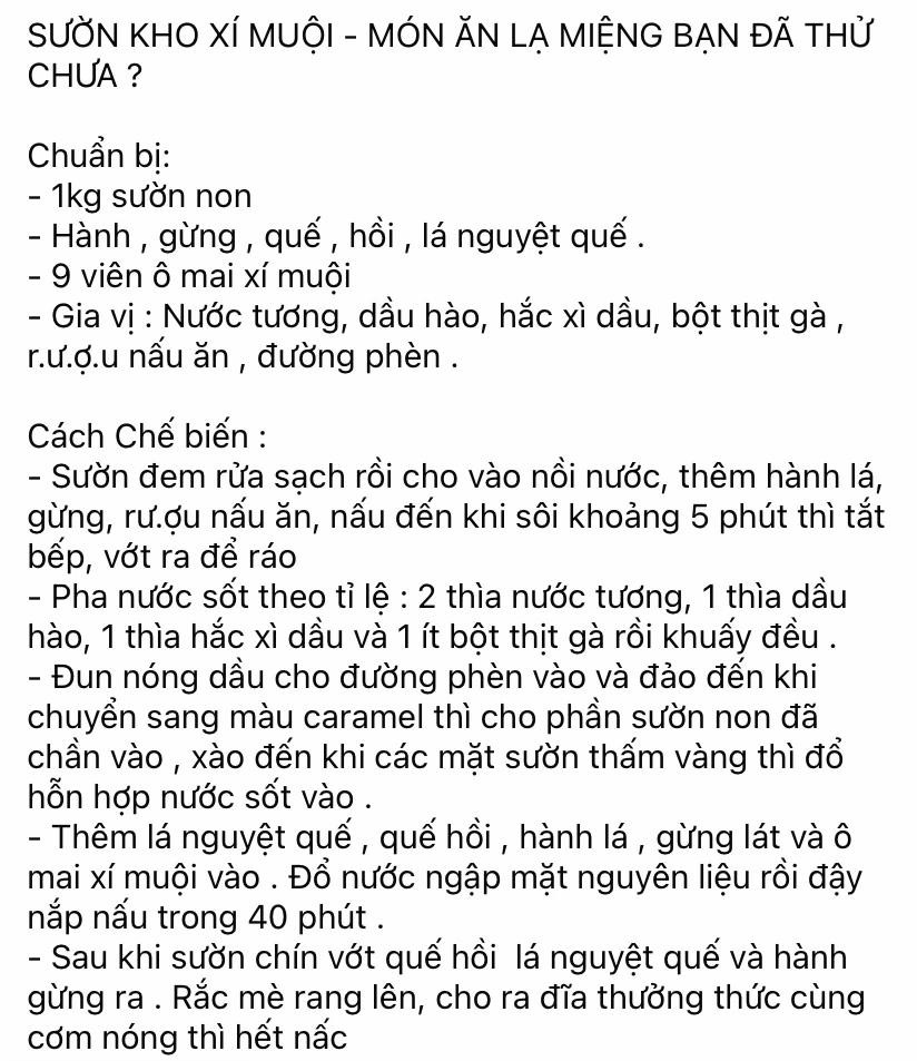 Sườn Kho Xí Muội - Món ăn lạ miệng với nước sốt đậm đà, thịt mềm ngọt