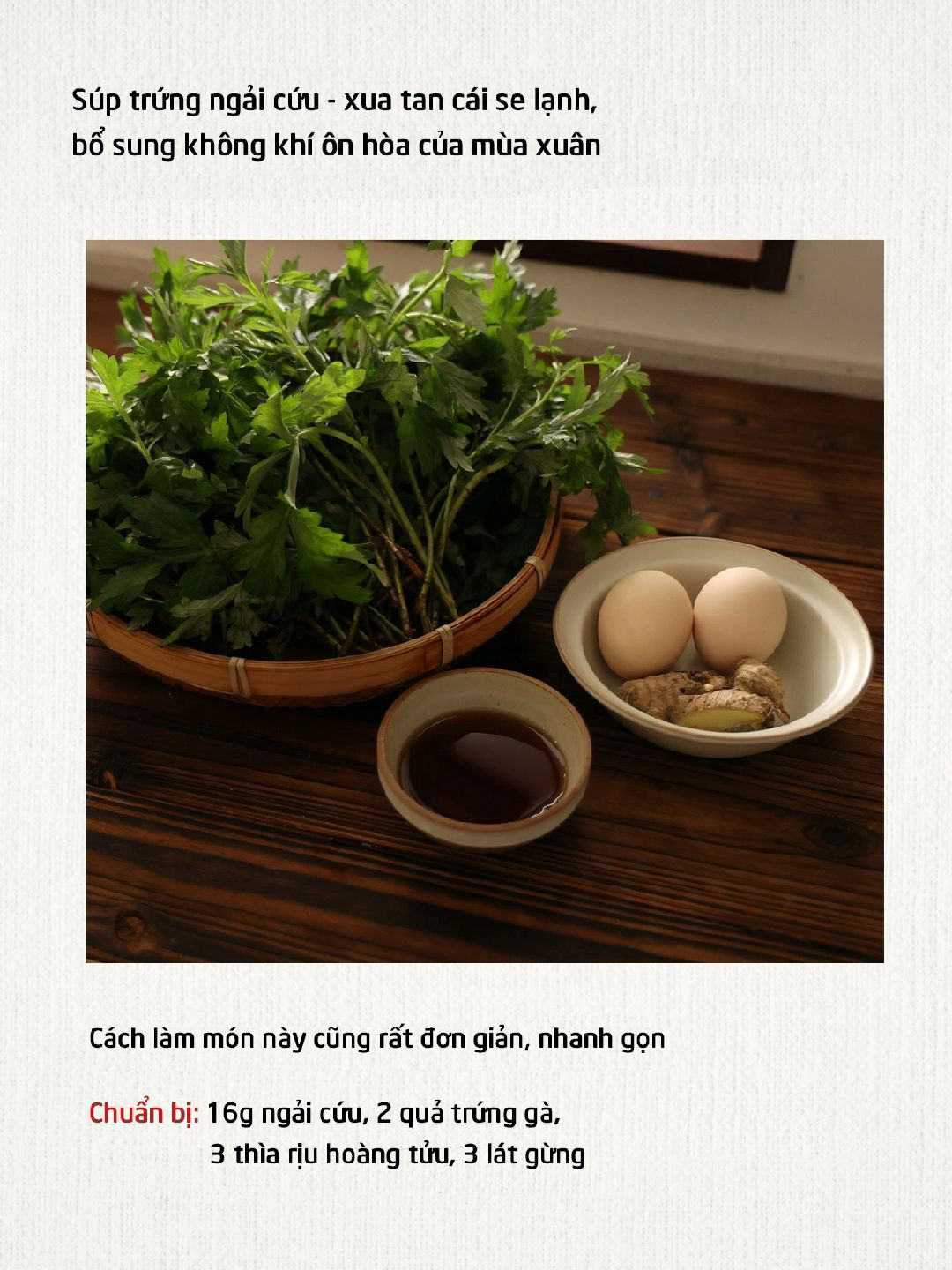 Súp trứng ngải cứu: Món ăn thanh mát, bổ sung khí huyết cho ngày đèn đỏ