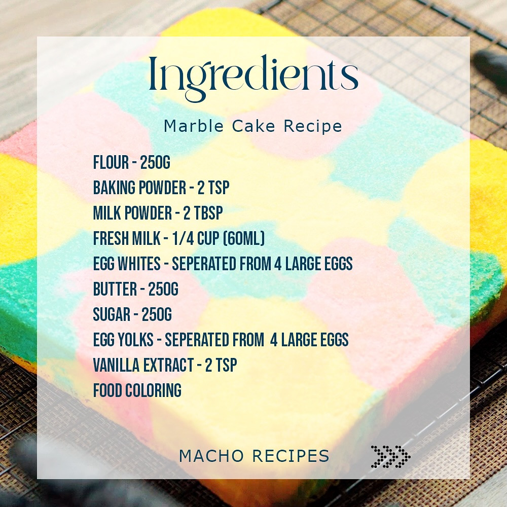 Super Moist And Fluffy Colorful Marble Butter Cake Recipe