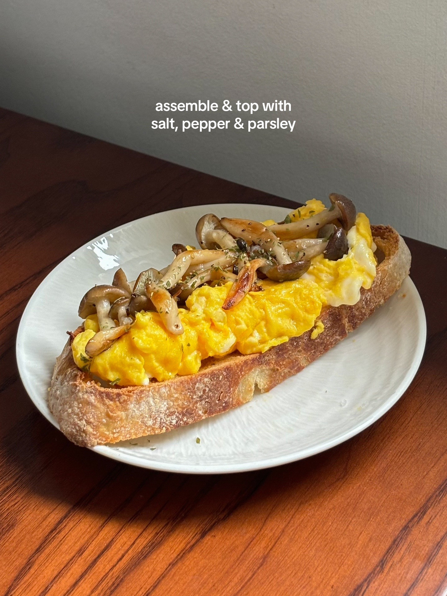 Super Quick & Simple Breakfast Toastie with Scrambled Eggs and Mushrooms on Sourdough