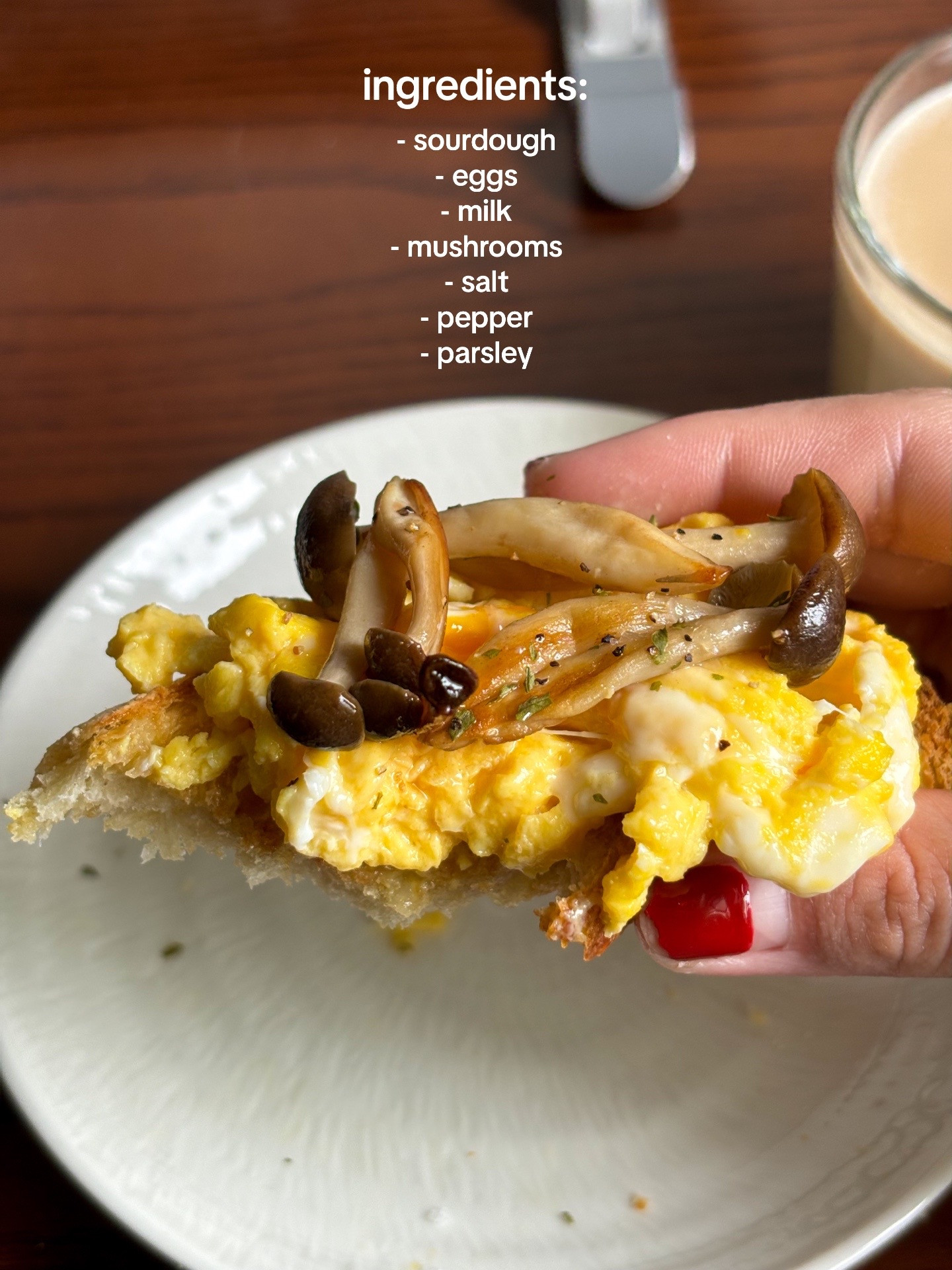 Super Quick & Simple Breakfast Toastie with Scrambled Eggs and Mushrooms on Sourdough