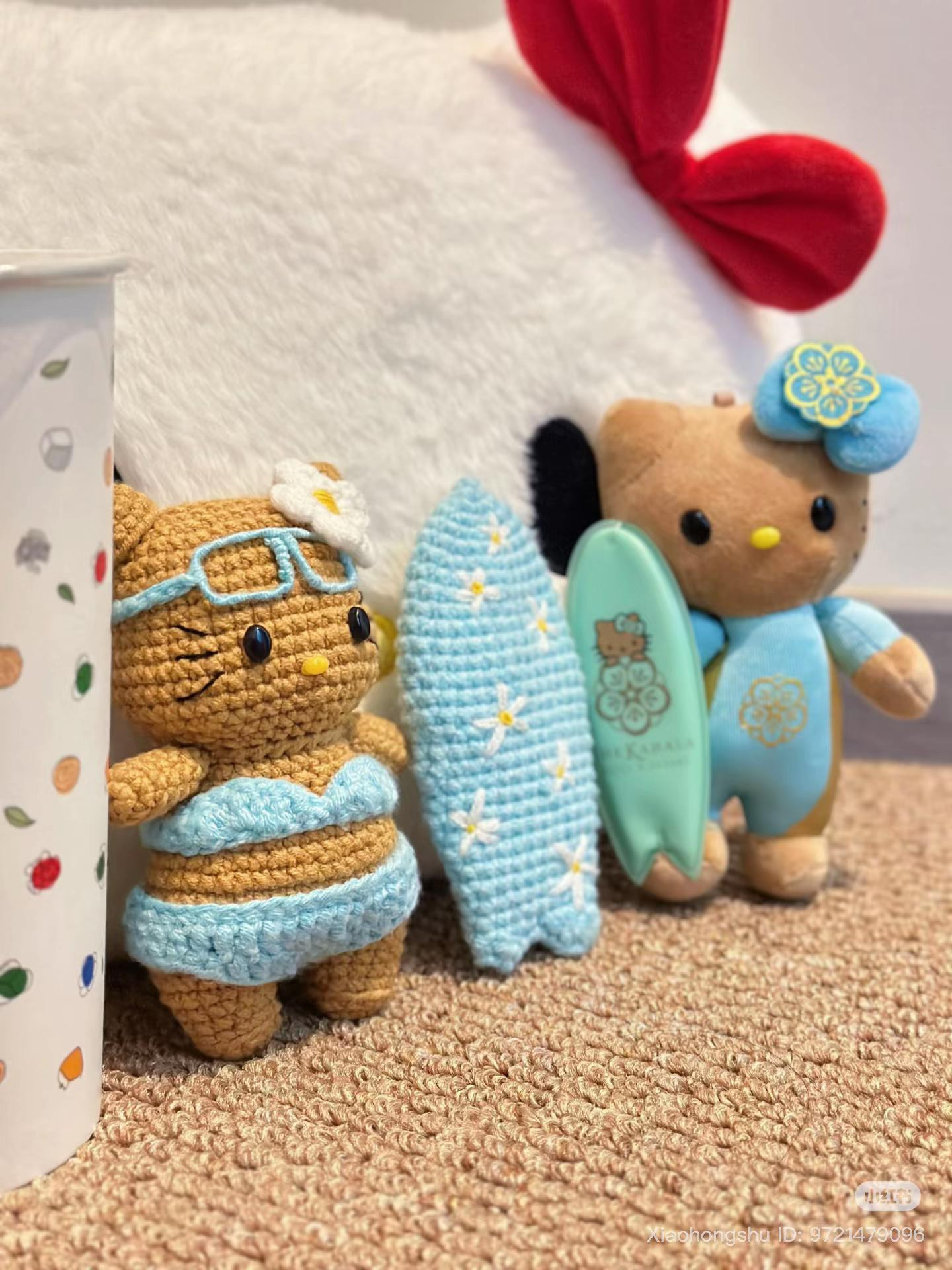 Surfing Hello Kitty Amigurumi Crochet Pattern Chart