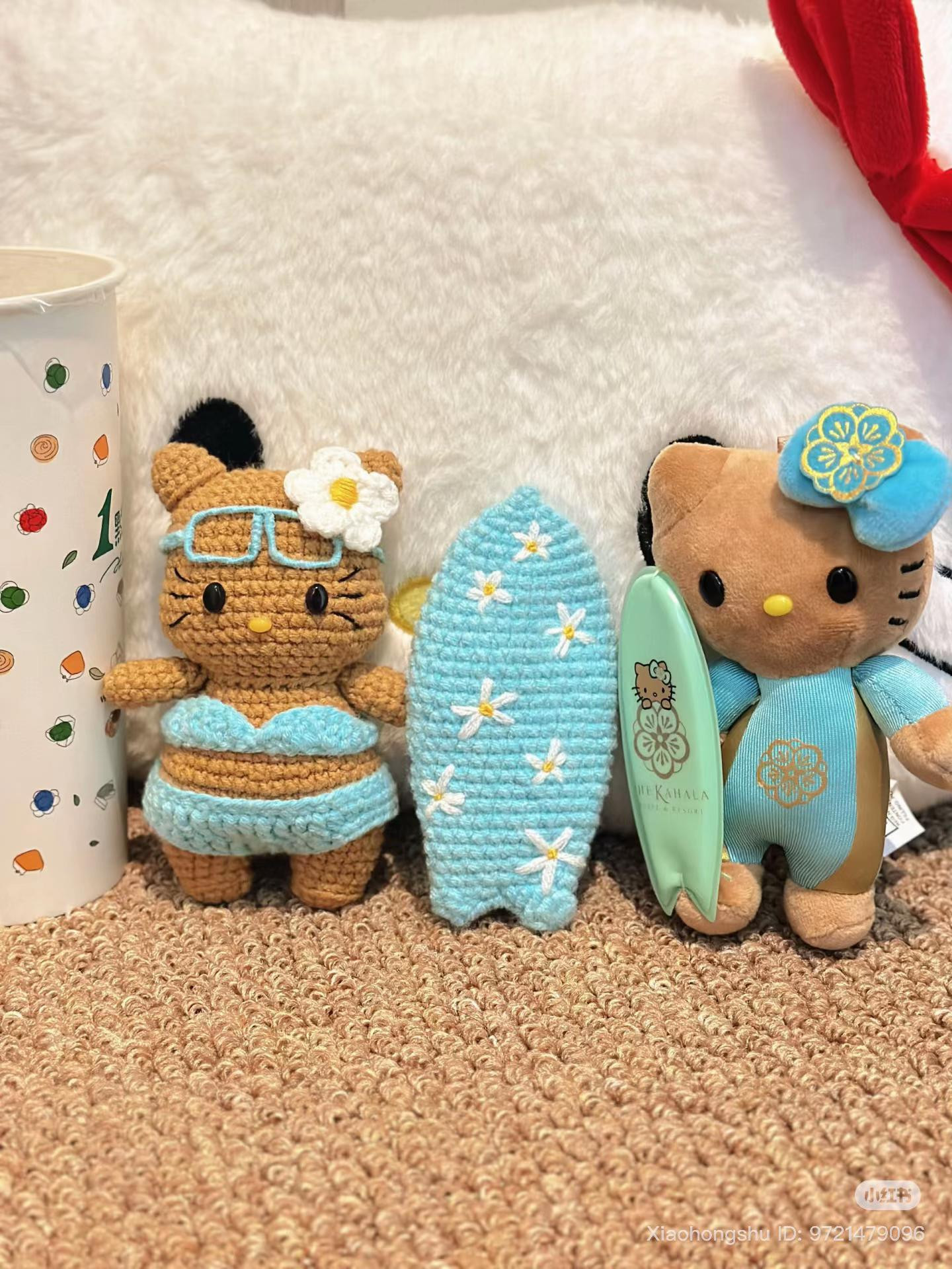 Surfing Hello Kitty Amigurumi Crochet Pattern Chart