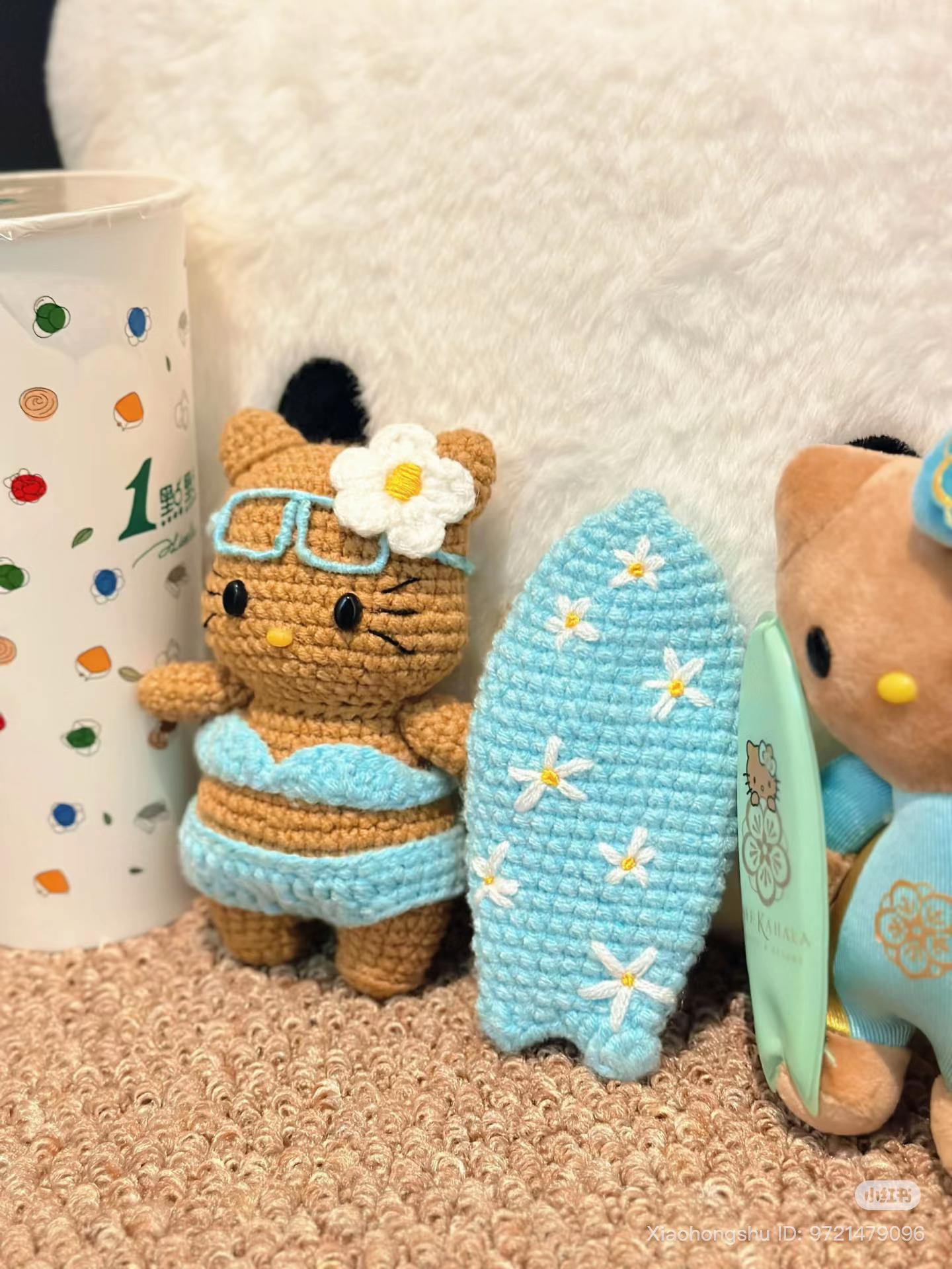 Surfing Hello Kitty Amigurumi Crochet Pattern Chart
