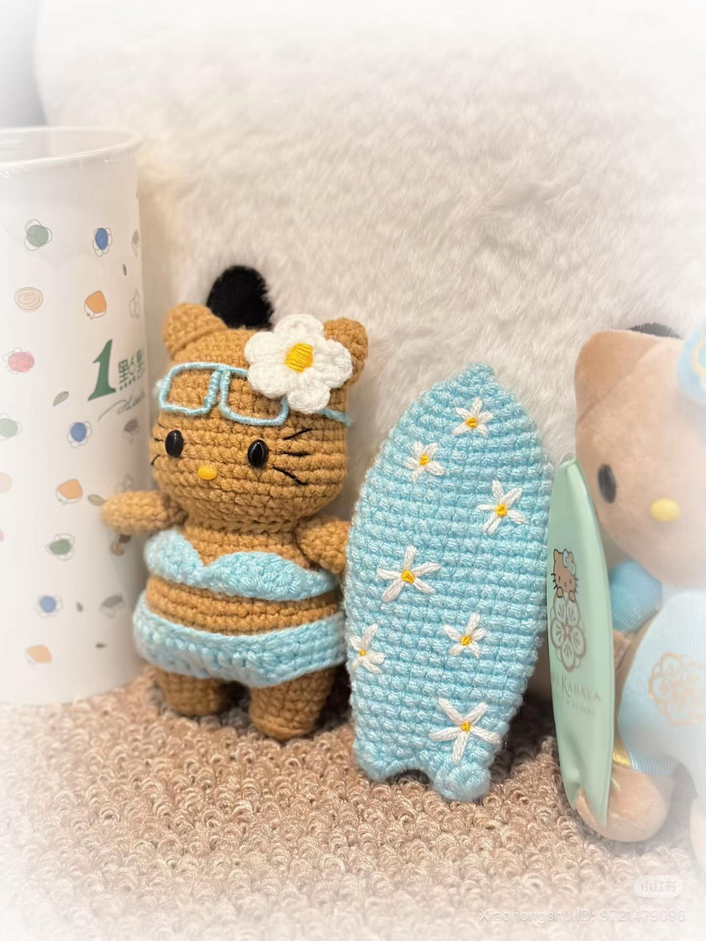 Surfing Hello Kitty Amigurumi Crochet Pattern Chart