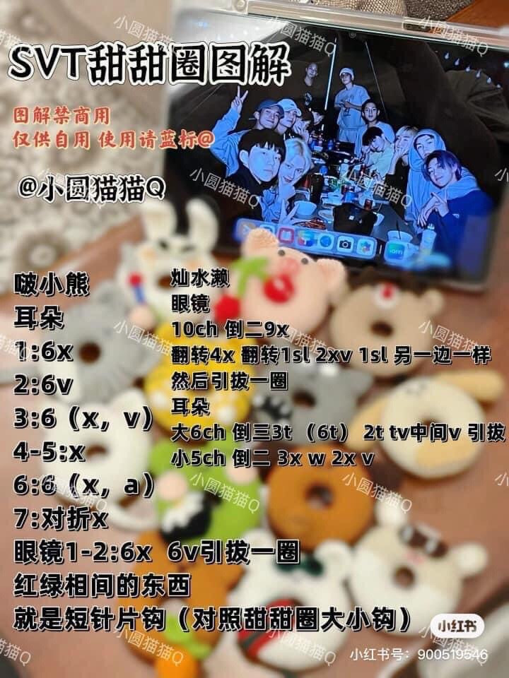 SVT Donut Crochet Pattern Tutorial - Full Chart for Amigurumi Keychains