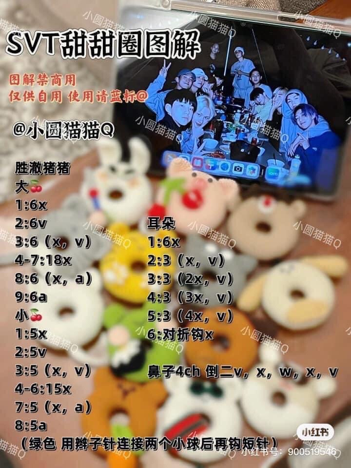 SVT Donut Crochet Pattern Tutorial - Full Chart for Amigurumi Keychains