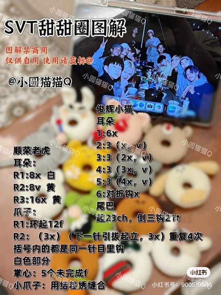 SVT Donut Crochet Pattern Tutorial - Full Chart for Amigurumi Keychains