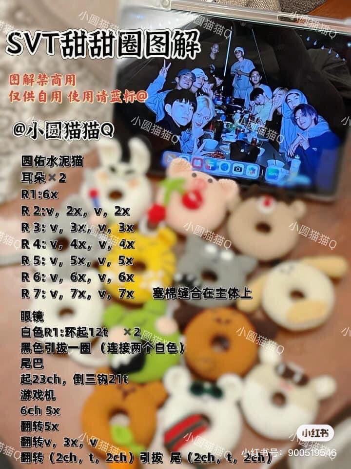 SVT Donut Crochet Pattern Tutorial - Full Chart for Amigurumi Keychains