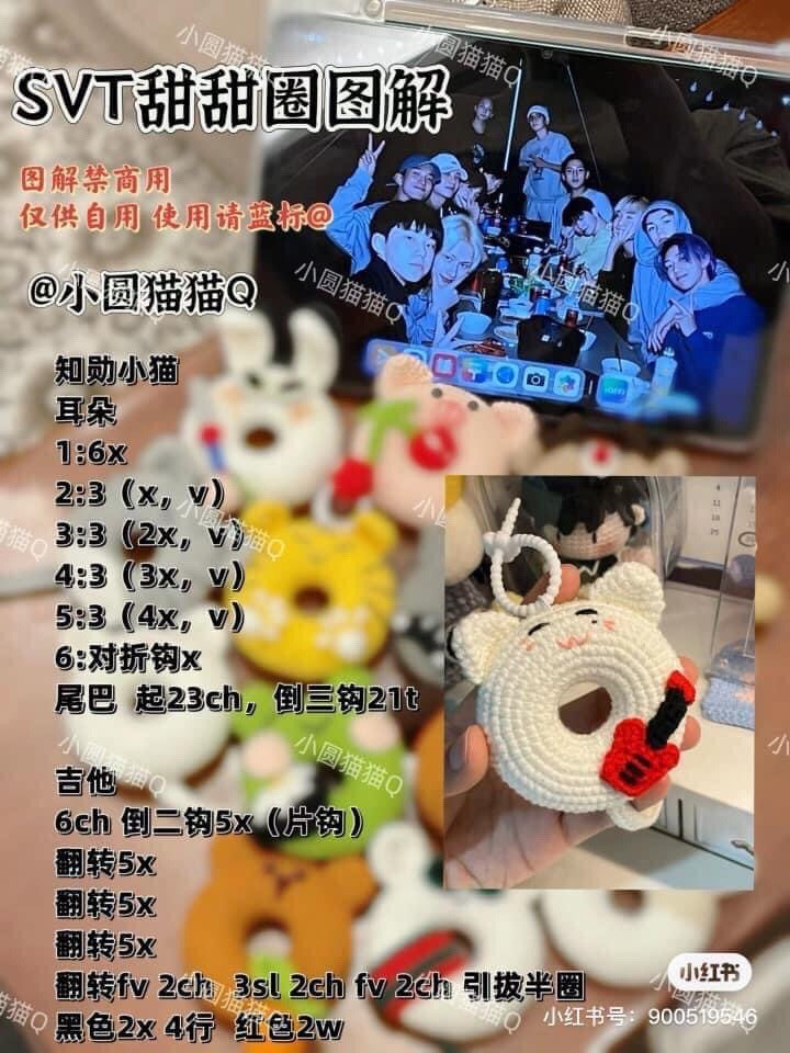 SVT Donut Crochet Pattern Tutorial - Full Chart for Amigurumi Keychains