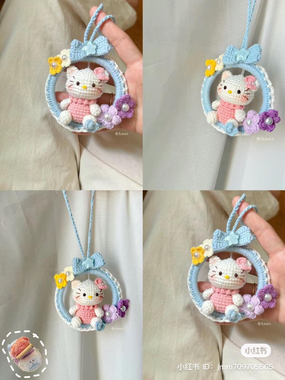 Sweet Kitty Crochet Amigurumi Pattern with Balloon and Flower Swing Chart