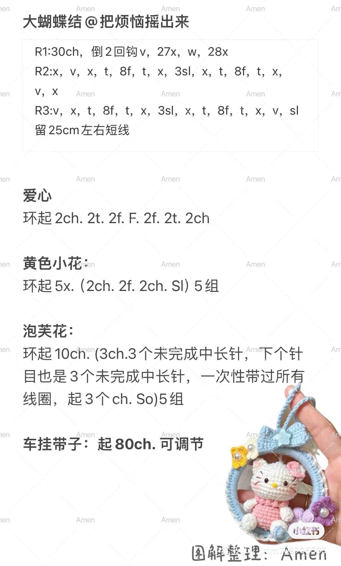 Sweet Kitty Crochet Amigurumi Pattern with Balloon and Flower Swing Chart