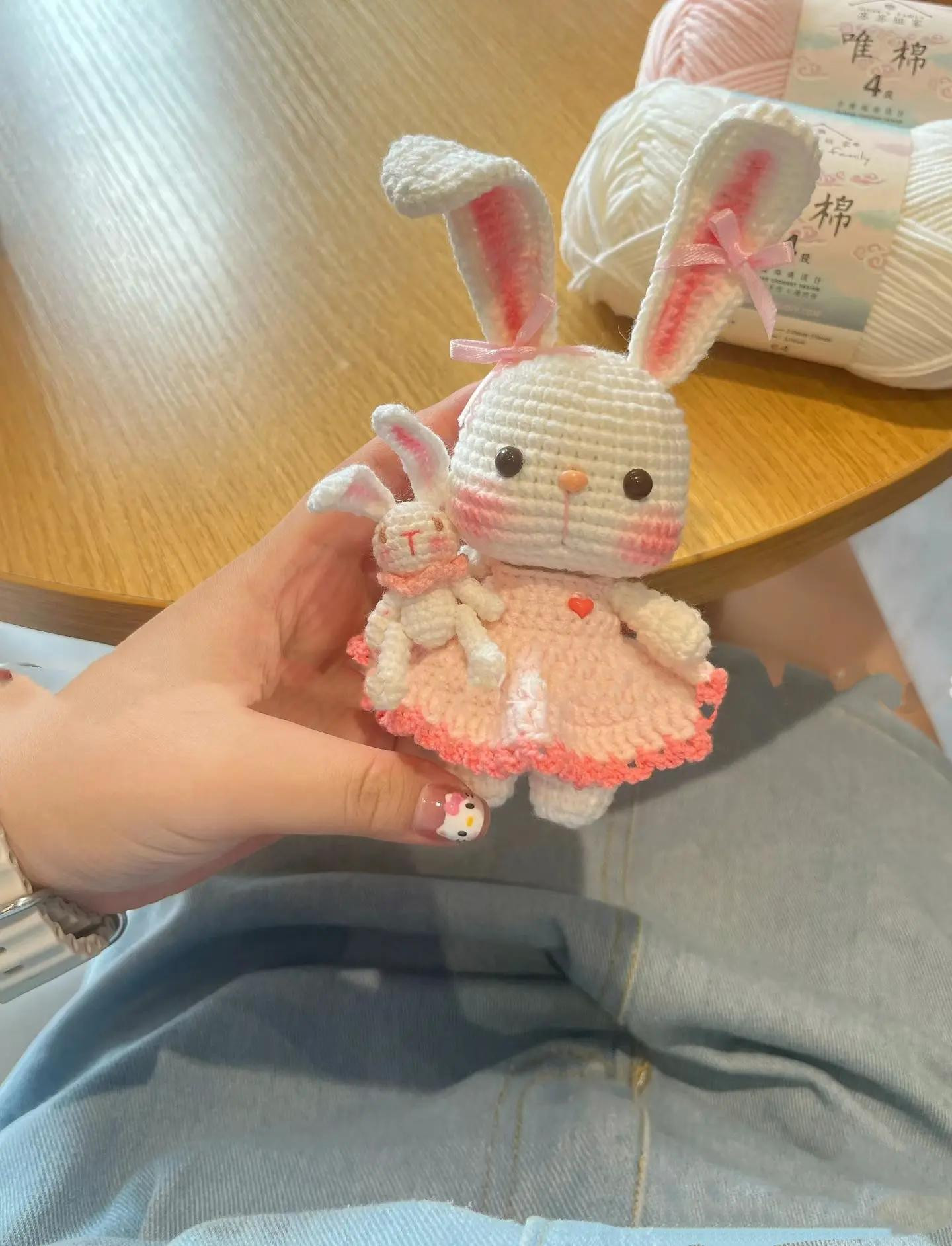 Sweet Little Rabbit Crochet Pattern with Pink Dress