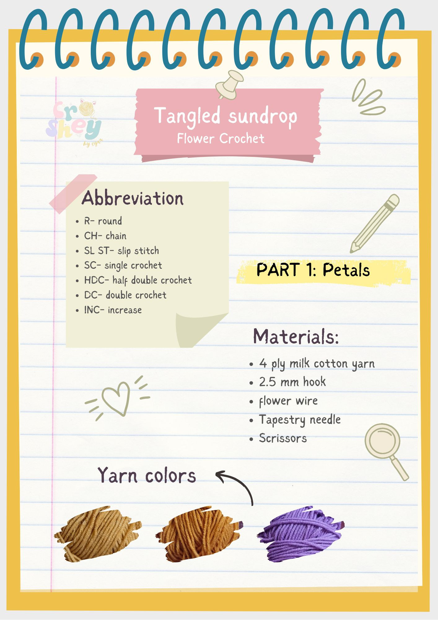 Tangled Sundrop Flower Crochet Pattern