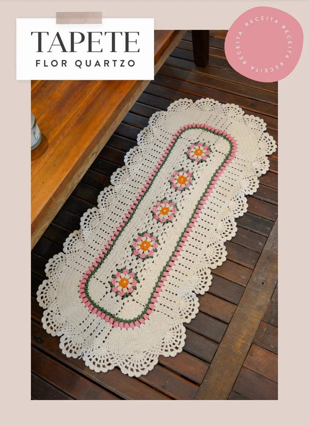 Tapete Veneziano e Flor Quartzo: Gráficos de Crochê Detalhados com Cores Vibrantes