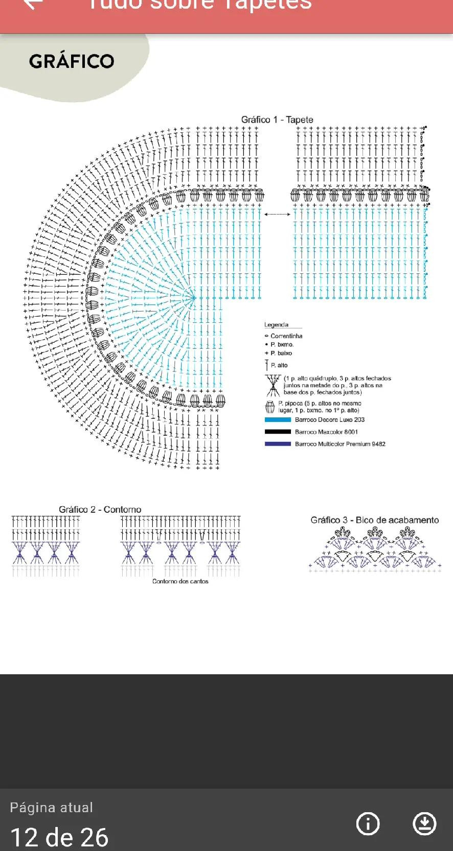 Tapete Veneziano e Flor Quartzo: Gráficos de Crochê Detalhados com Cores Vibrantes