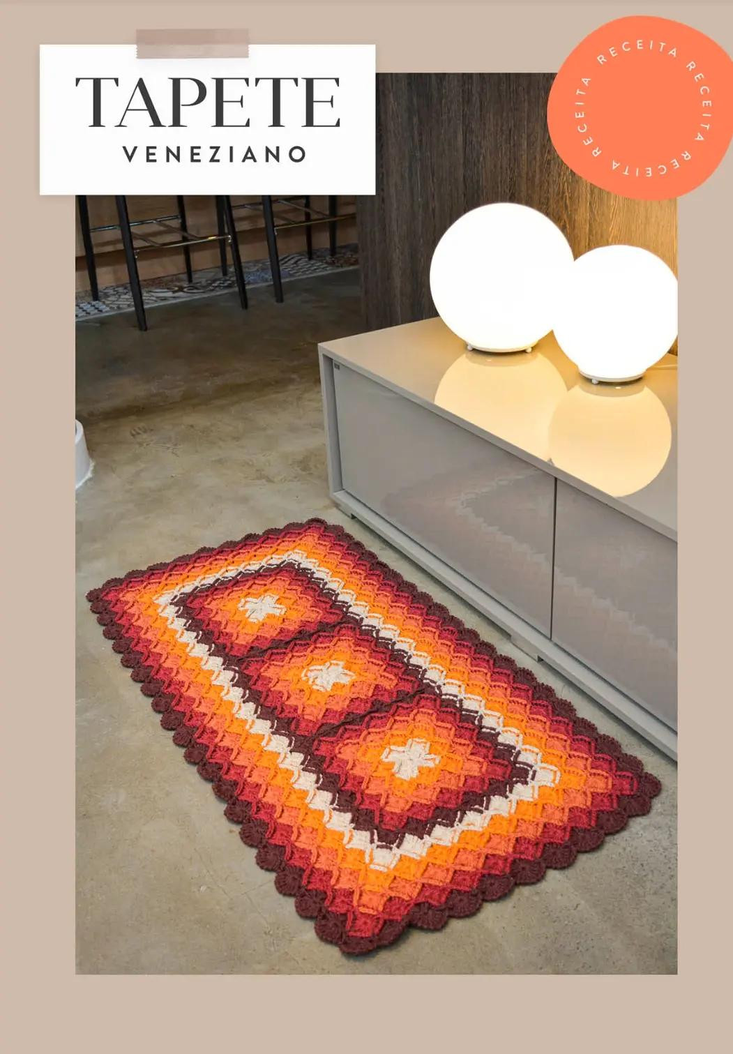 Tapete Veneziano e Flor Quartzo: Gráficos de Crochê Detalhados com Cores Vibrantes