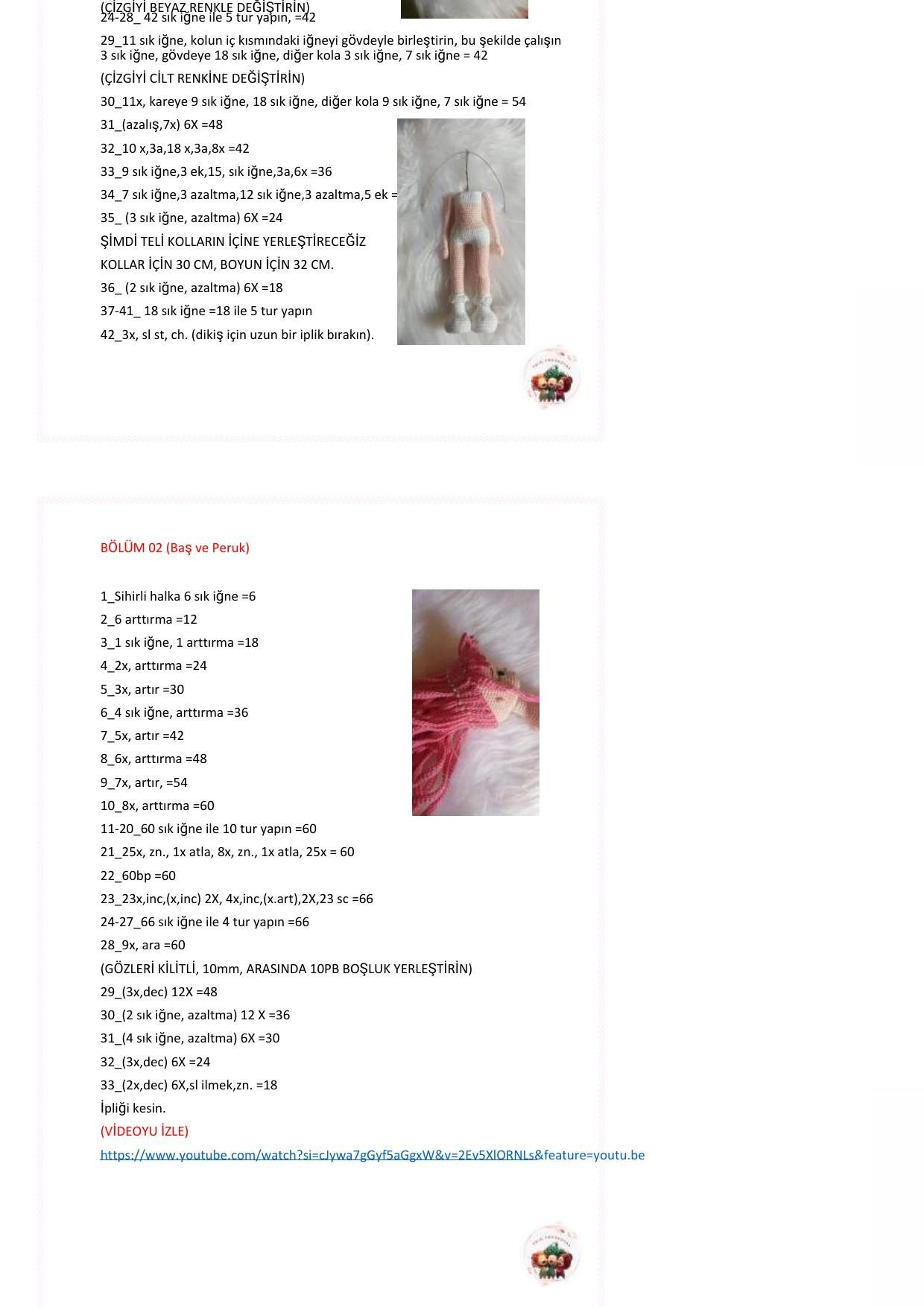 TATLI BEBEK - Hướng dẫn móc len búp bê tóc hồng mặc váy xanh