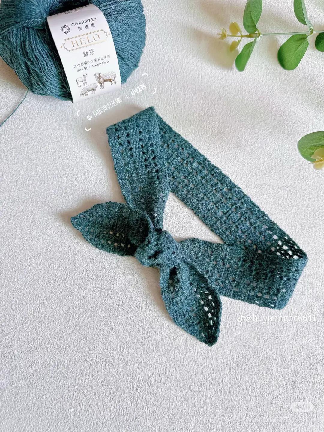 Teal Crochet Bow Headband Pattern Chart