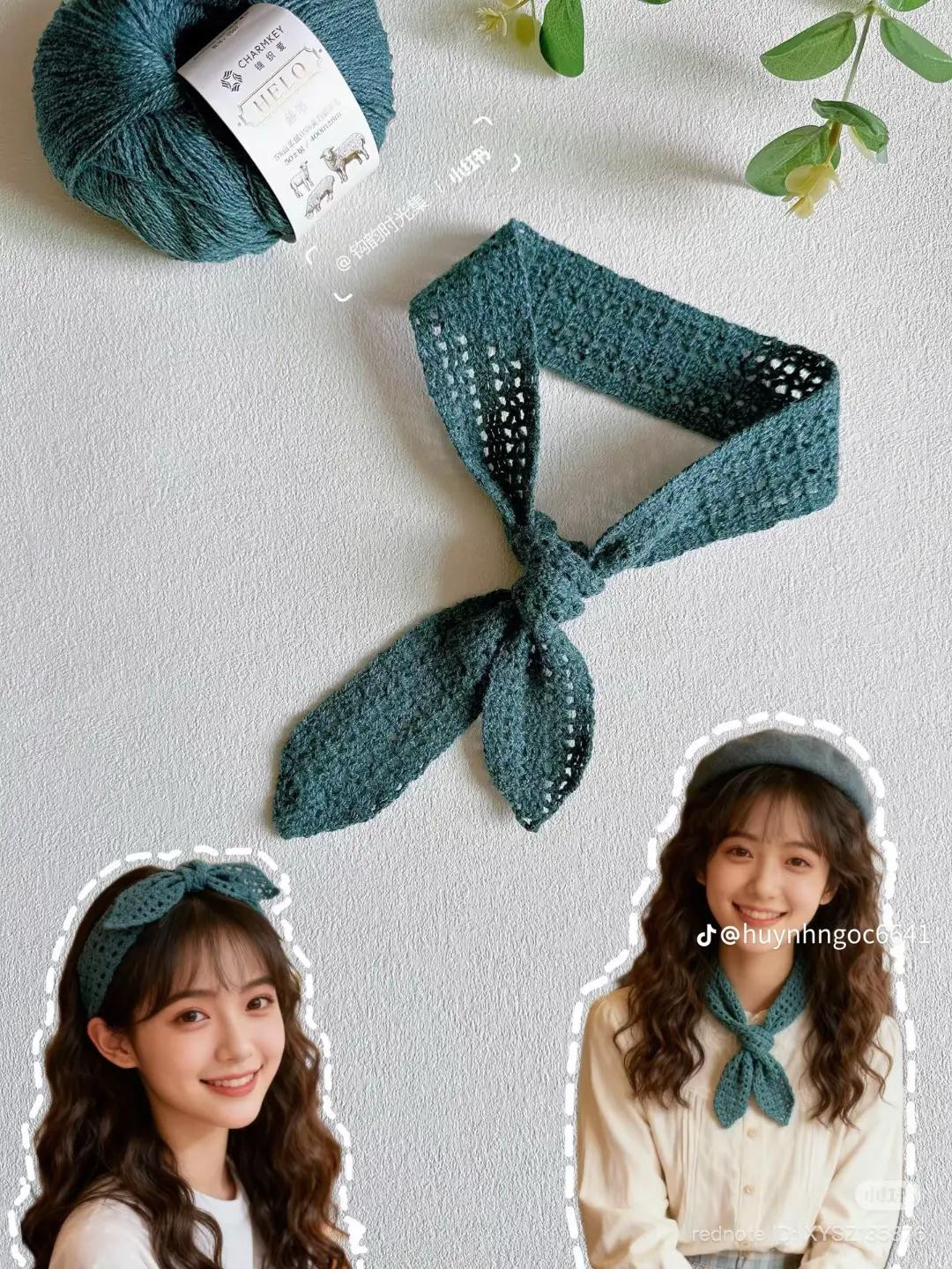 Teal Crochet Bow Headband Pattern Chart
