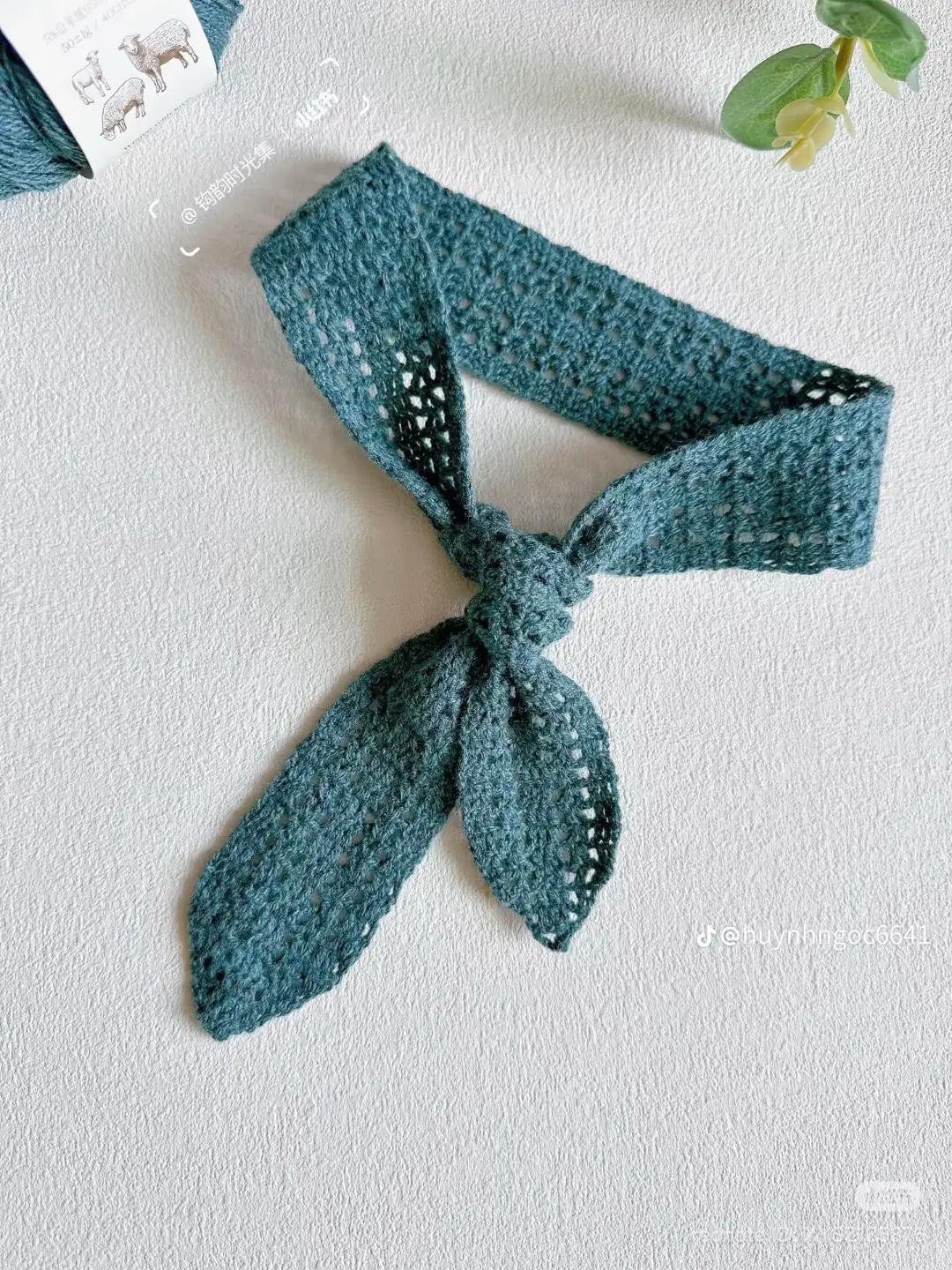 Teal Crochet Bow Headband Pattern Chart