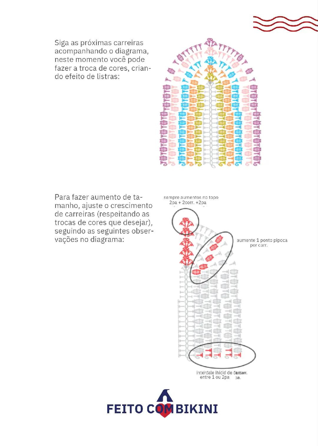 Tendência pura! Bikini crochê com detalhes coloridos e chart