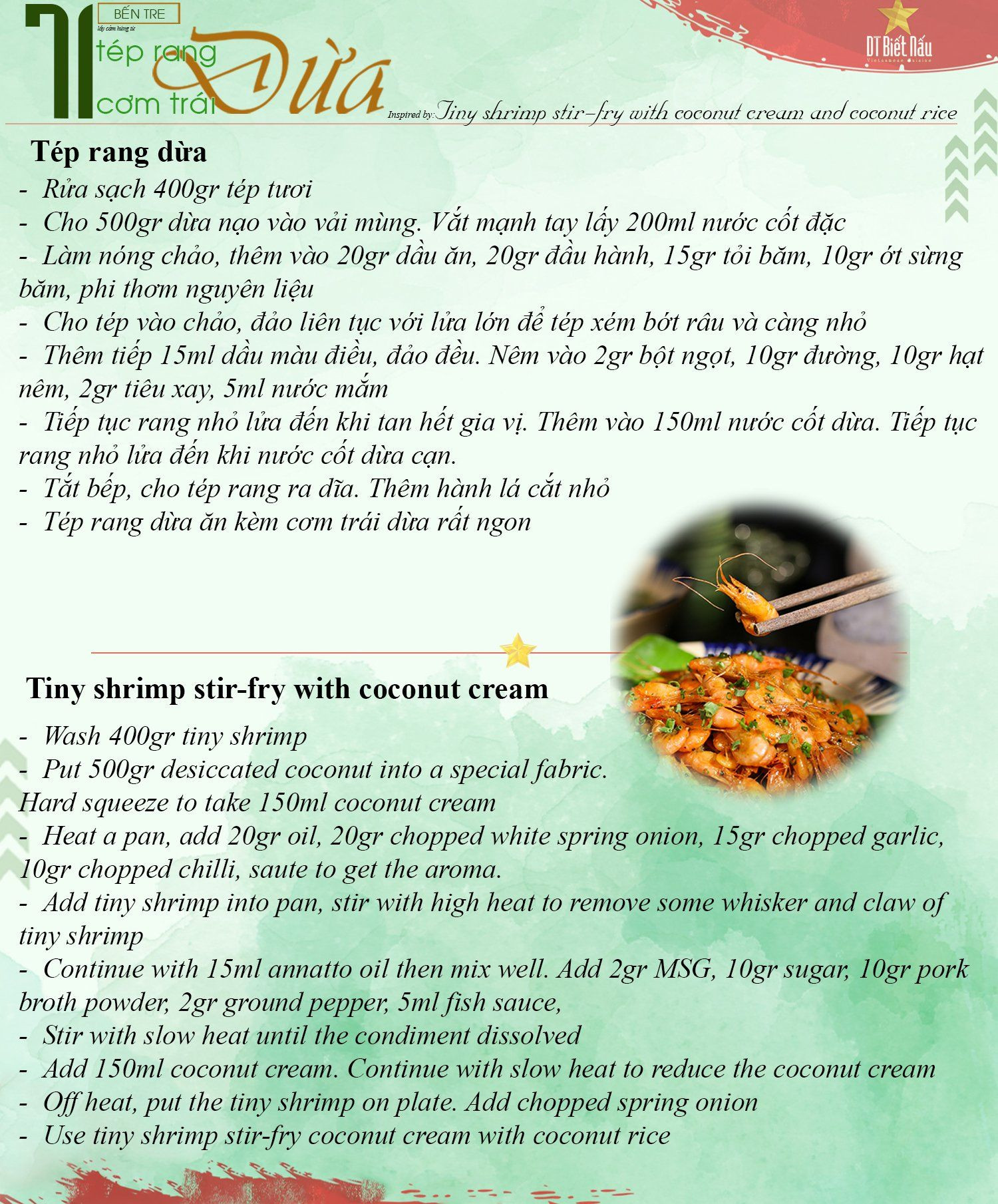 Tép rang dừa và cơm trái dừa đặc sản Bến Tre