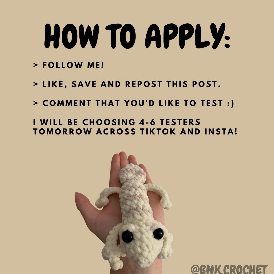 Tester Call for No-Sew Crochet Gecko Pattern
