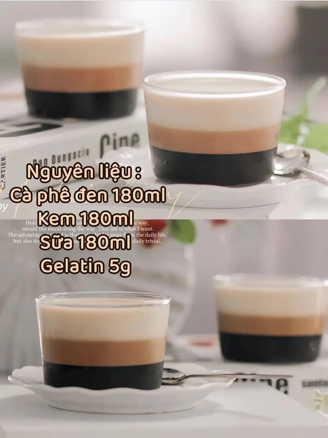 Thạch cà phê nhiều tầng thơm ngon bổ dưỡng, công thức làm thạch rau câu không đường tại nhà