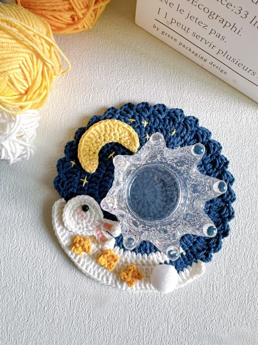 Thảm lót ly Thỏ Ngọc & Trăng - Chart móc len Trung thu