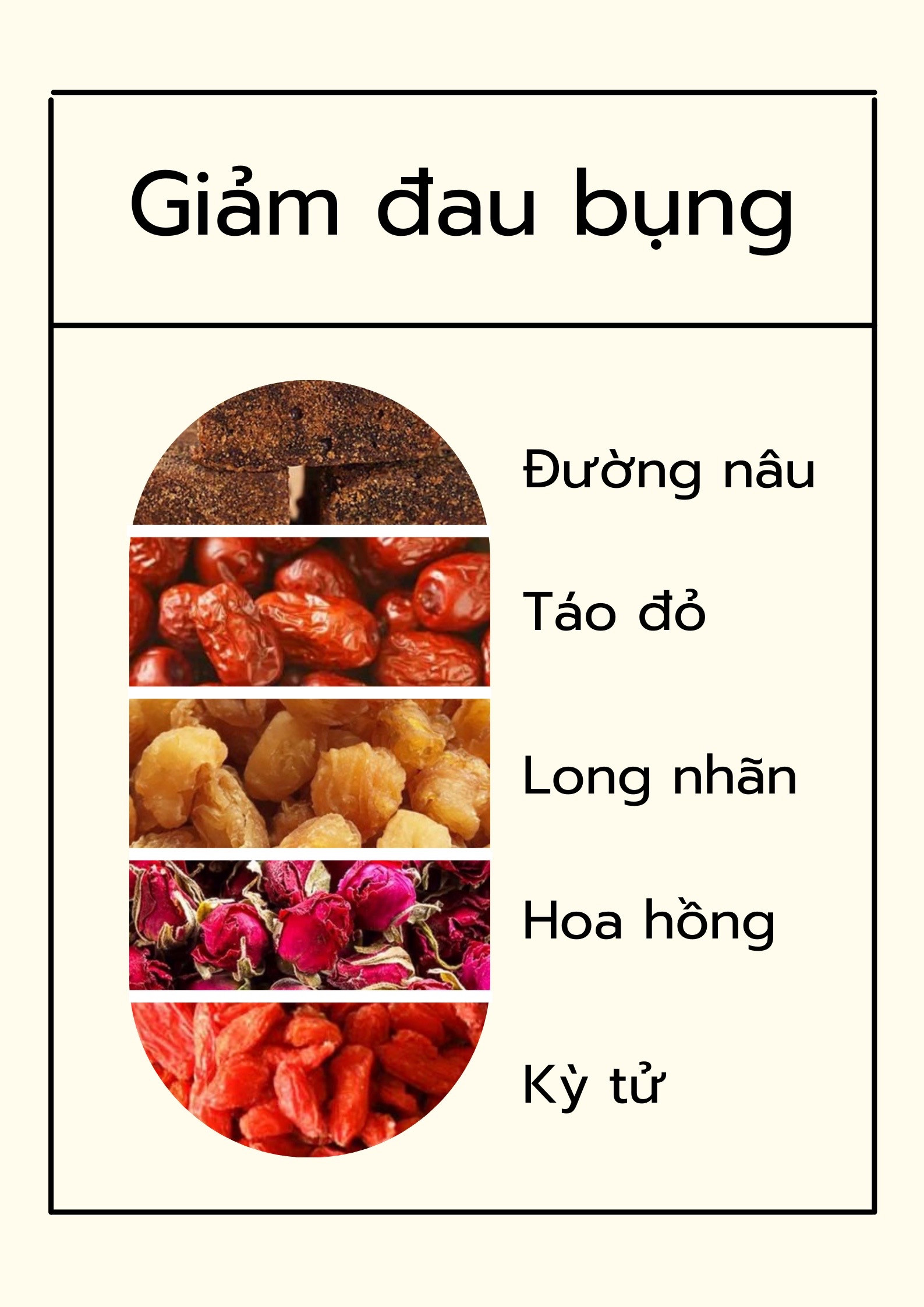 Thảo mộc bổ máu, giảm đau bụng và làm ấm tử cung với dâu tằm, táo đỏ, long nhãn, hoa hồng, kỳ tử