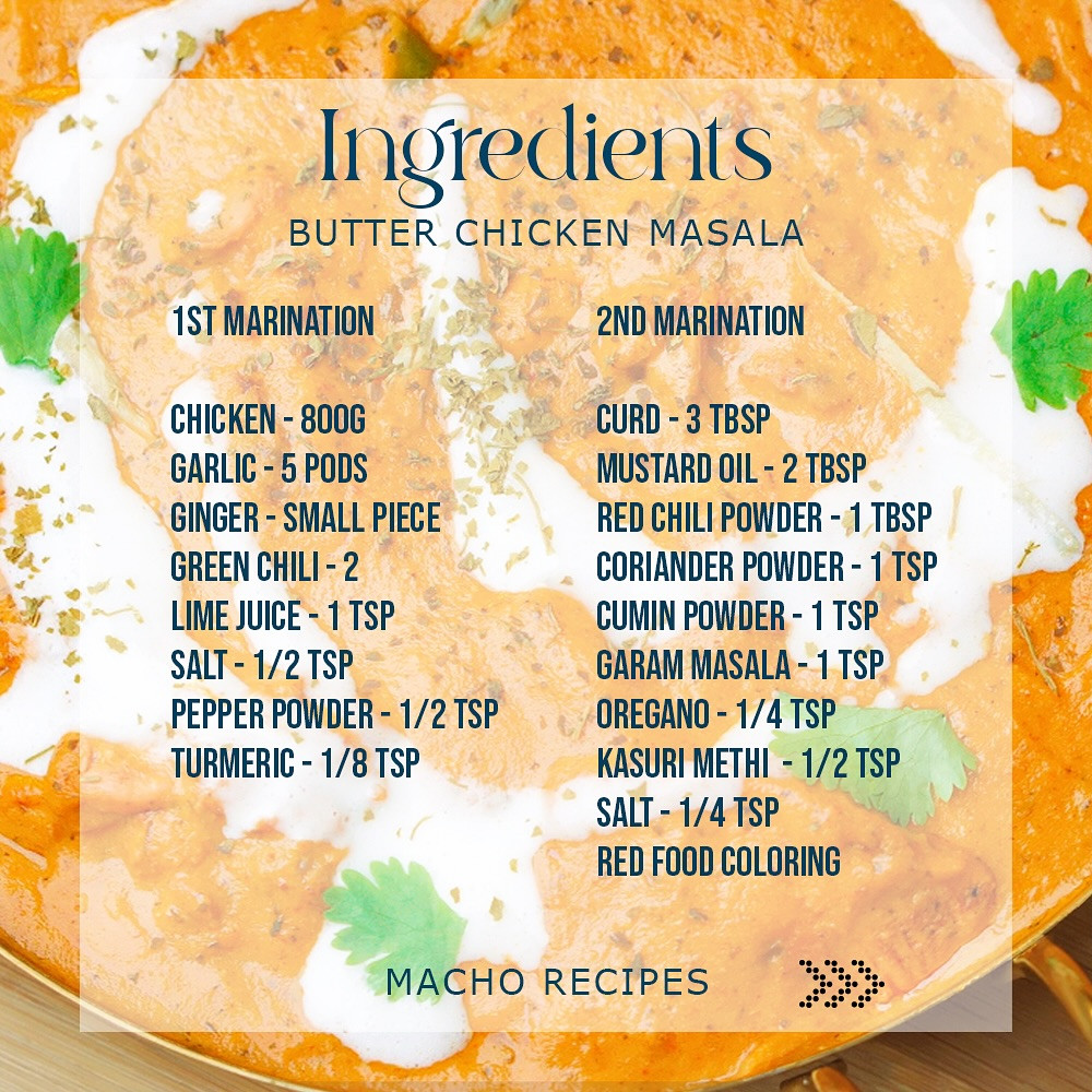 The Perfect Butter Chicken Masala Recipe with Ingredients