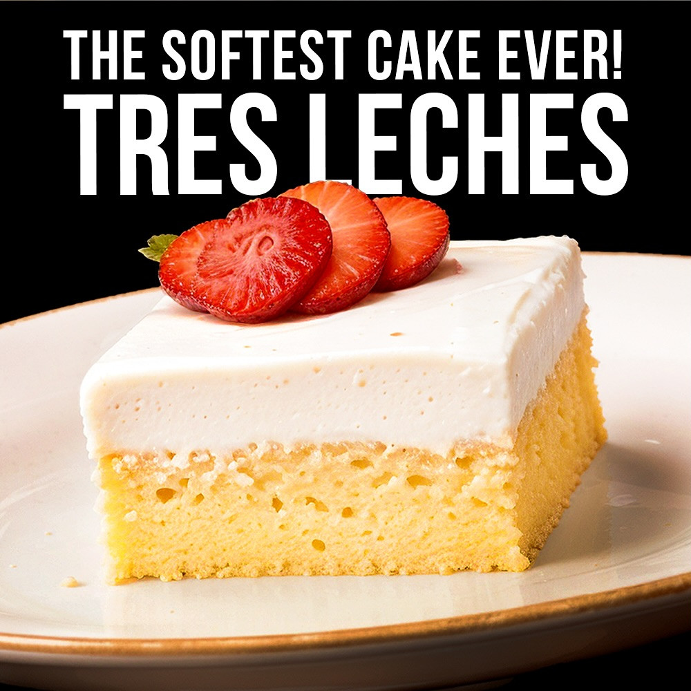 The Softest Cake Ever! Tres Leches with Fresh Strawberries and Whipped Cream