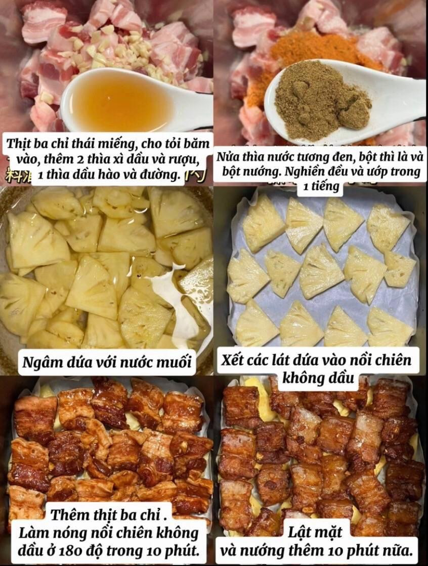 Thịt ba chỉ nướng thơm ngon với dứa và gia vị, hướng dẫn chi tiết từng bước